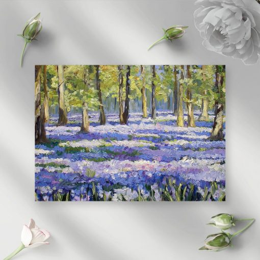 Obraz z kwiatami na leśnej polanie