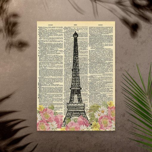 Plakat - wieża Eiffla w kwiatach
