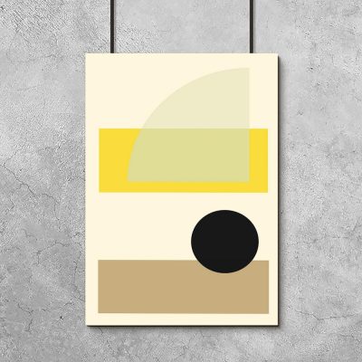 Plakat żółty z abstrakcją geometryczną