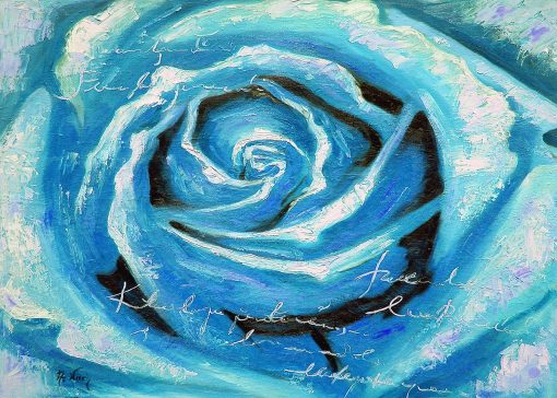 Obraz z niebieską różą w zbliżeniu