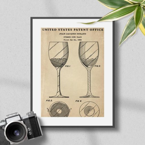 Plakat z kieliszkiem wina - patent