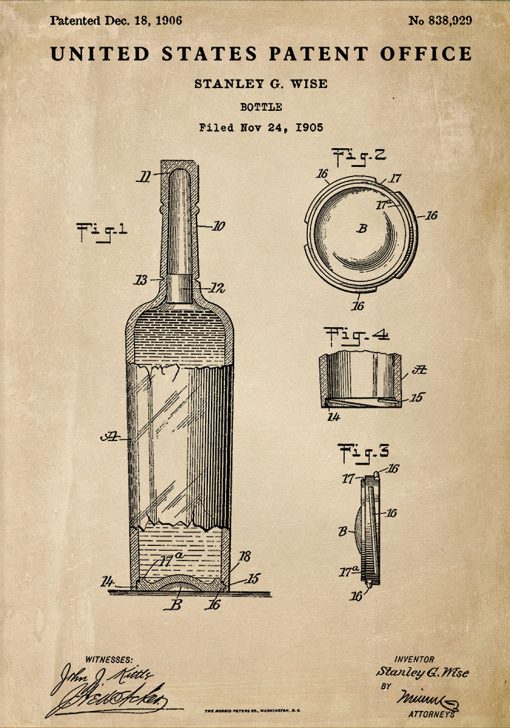 Plakat z pozwoleniem na produkcję butelki szklanej