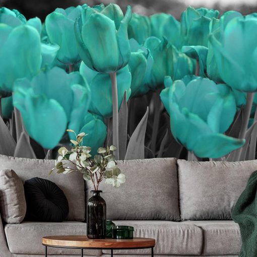 tapeta turkusowe tulipany