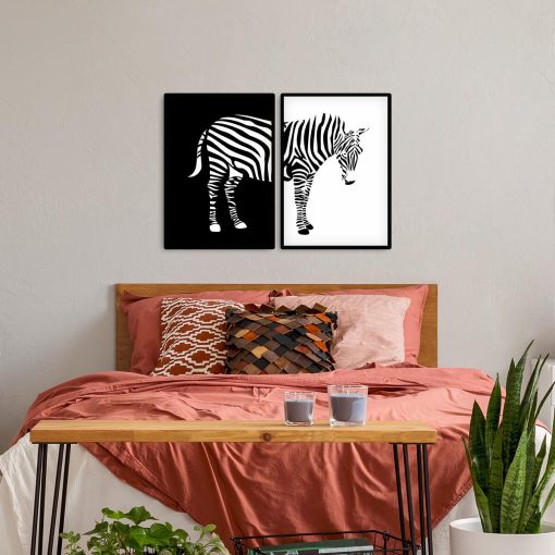Plakat dyptyk z zebrami do salonu