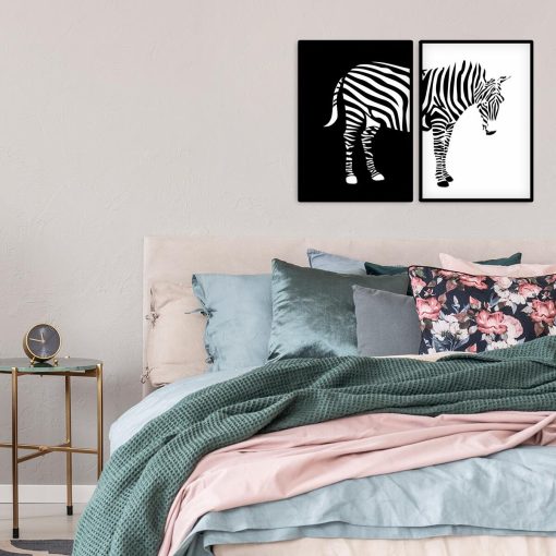 Plakat dyptyk z zebrami do sypialni