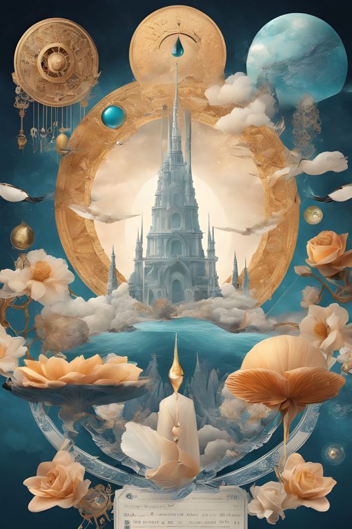 Plakat z tajemniczą budowlą fantasy